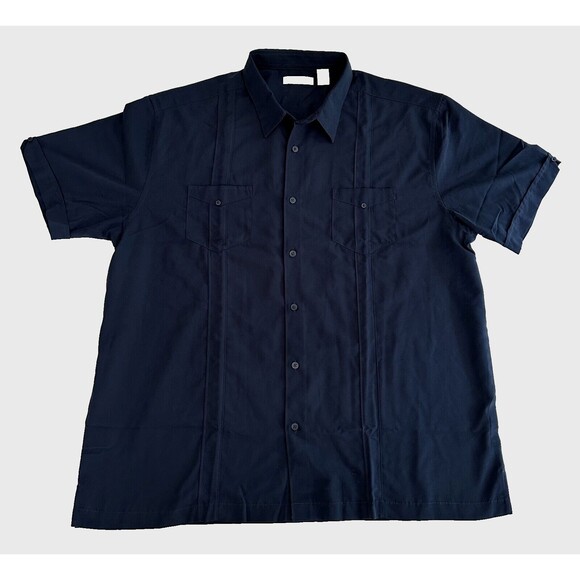 Cubavera Mens Two-Pocket Double Pintuck Short Sleeve Button-Down Dress Shirt XXL - Picture 5 of 7